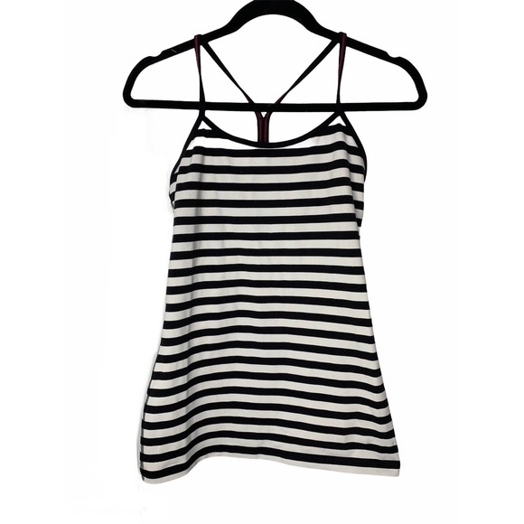 lululemon athletica Tops - Lululemon Athletica Power Y Tank Top Womens 6 Black White Apex Stripe